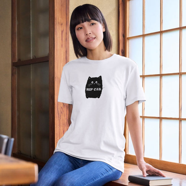 Hip Cat Yazılı Sevimli Kedi Baskılı Unisex Eğlenceli ve Rahat Stil