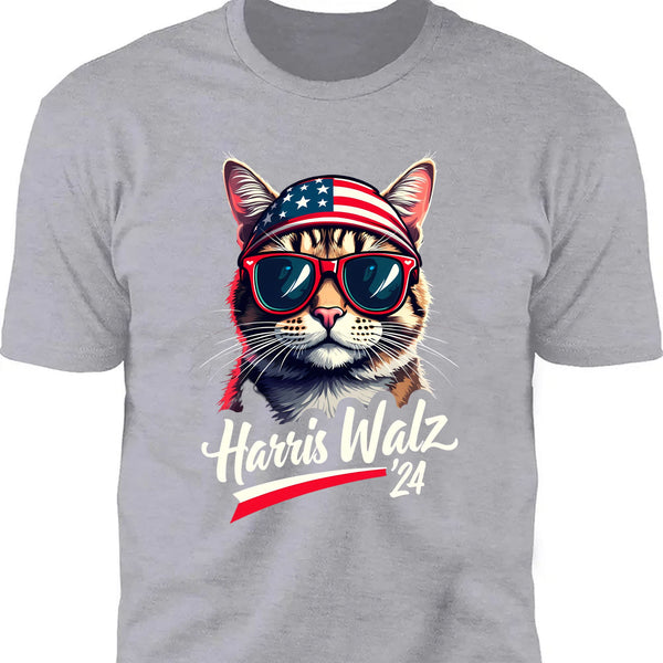Cat Harris Walz 2024 Gömleği | Kamala Harris 2024 Gömleği | Demokrat Gömleği Koyu T1400 - KH2