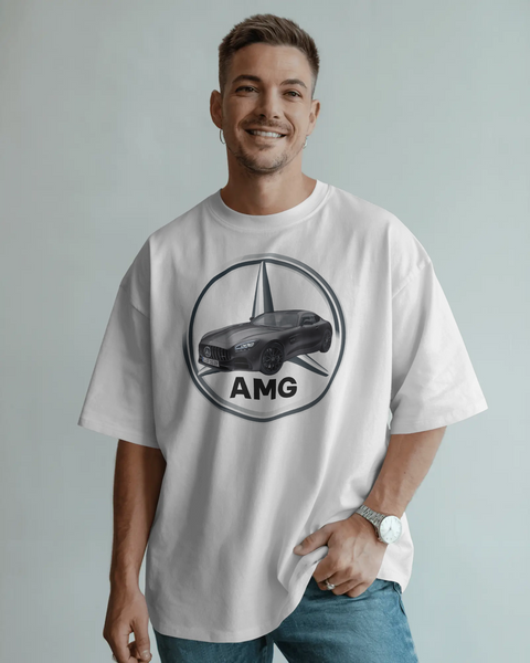 Mercedes AMG İlhamlı Spor Araba Tasarımlı Unisex Oversize Beyaz Eşofman – Premium Street Koleksiyonu