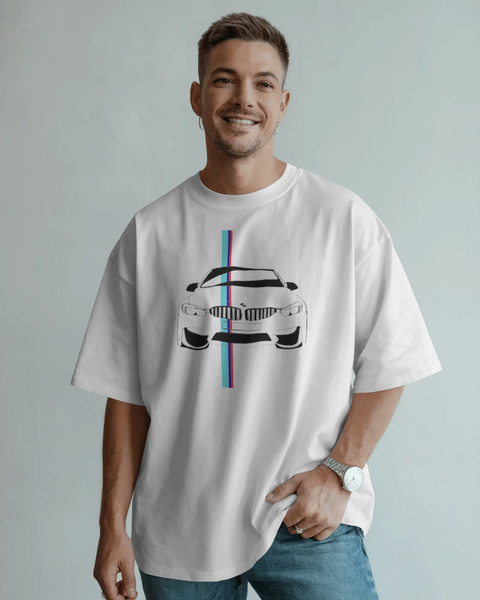 BMW M Serisi İlhamlı Spor Araba Tasarımlı Unisex Oversize Beyaz Eşofman – Premium Street Style Otomobil Koleksiyonu