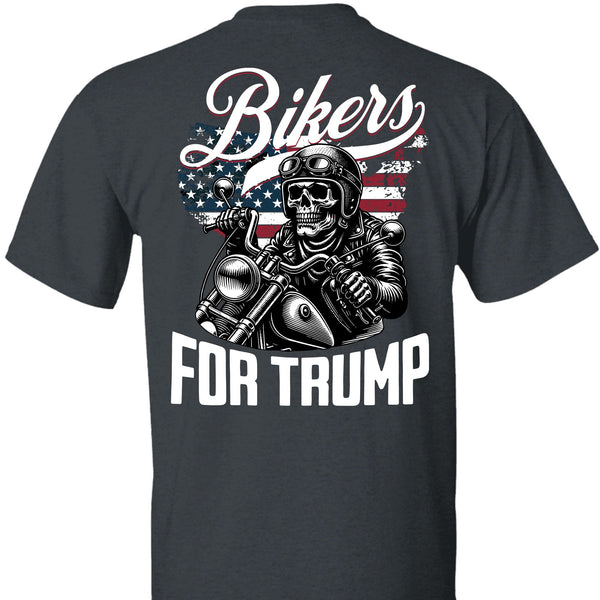 Trump İçin Motosikletçiler Tişörtü | Trump 2024 Tişörtü | Trump Destekçisi Arka Taraflı Tişört Koyu C1581 - GOP