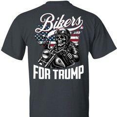Trump İçin Motosikletçiler Tişörtü | Trump 2024 Tişörtü | Trump Destekçisi Arka Taraflı Tişört Koyu C1581 - GOP