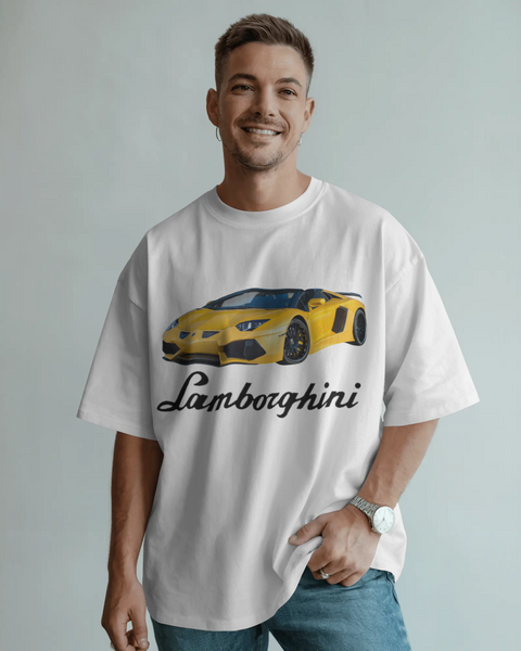 Lamborghini Aventador İlhamlı Spor Araba Tasarımlı Unisex Oversize Beyaz Eşofman – Lüks Caddesi Koleksiyonu