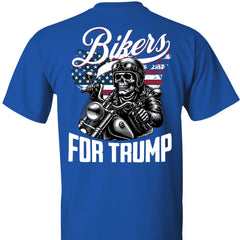 Trump İçin Motosikletçiler Tişörtü | Trump 2024 Tişörtü | Trump Destekçisi Arka Taraflı Tişört Koyu C1581 - GOP