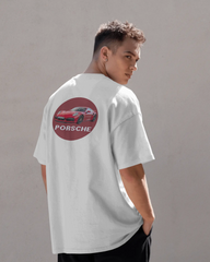 Porsche 911 İlhamlı Spor Araba Tasarımlı Unisex Oversize Beyaz Eşofman – Premium Street Koleksiyonu