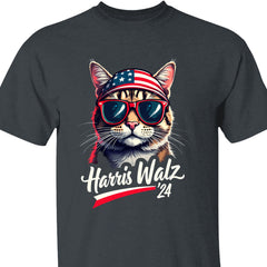 Cat Harris Walz 2024 Gömleği | Kamala Harris 2024 Gömleği | Demokrat Gömleği Koyu T1400 - KH2
