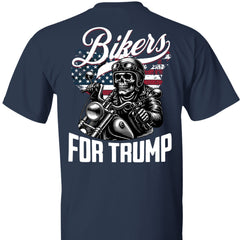 Trump İçin Motosikletçiler Tişörtü | Trump 2024 Tişörtü | Trump Destekçisi Arka Taraflı Tişört Koyu C1581 - GOP