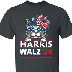 Cat Harris Walz 2024 Gömleği | Kamala Harris 2024 Gömleği | Demokrat Gömleği Koyu T1402 - KH2