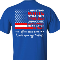 Christian White Straight Republican Shirt | Donald Trump Homage Shirt | Donald Trump Fan Backside Shirt T939 - GOP