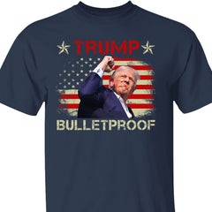 Kurşun Geçirmez | Trump Fight 2024 Gömleği Pennsylvania Mitingi | Donald Trump Gömleği Koyu T1151 - GOP