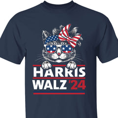 Cat Harris Walz 2024 Gömleği | Kamala Harris 2024 Gömleği | Demokrat Gömleği Koyu T1402 - KH2