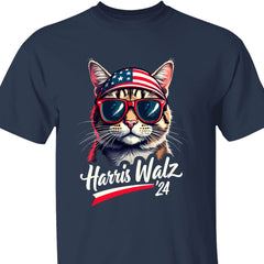Cat Harris Walz 2024 Gömleği | Kamala Harris 2024 Gömleği | Demokrat Gömleği Koyu T1400 - KH2