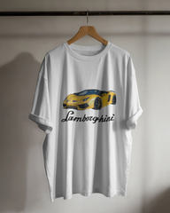 Lamborghini Aventador İlhamlı Spor Araba Tasarımlı Unisex Oversize Beyaz Eşofman – Lüks Caddesi Koleksiyonu