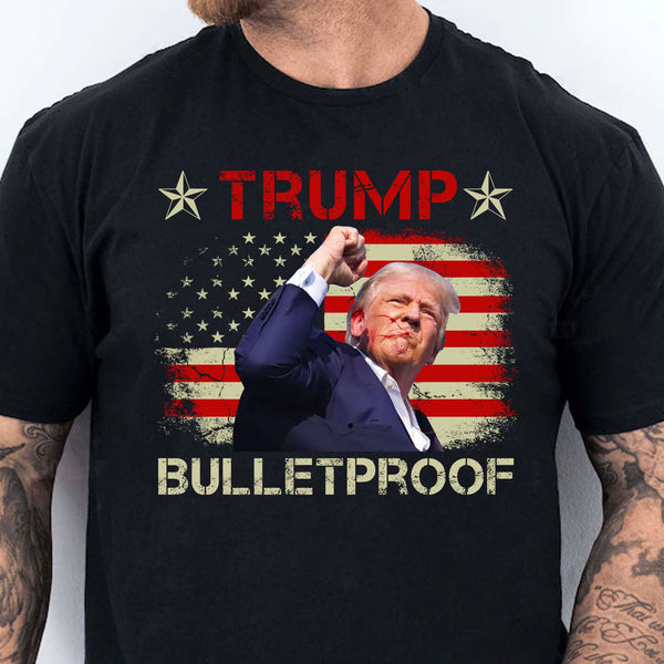 Kurşun Geçirmez | Trump Fight 2024 Gömleği Pennsylvania Mitingi | Donald Trump Gömleği Koyu T1151 - GOP