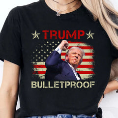Kurşun Geçirmez | Trump Fight 2024 Gömleği Pennsylvania Mitingi | Donald Trump Gömleği Koyu T1151 - GOP