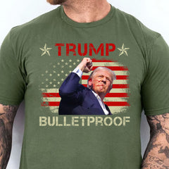 Kurşun Geçirmez | Trump Fight 2024 Gömleği Pennsylvania Mitingi | Donald Trump Gömleği Koyu T1151 - GOP