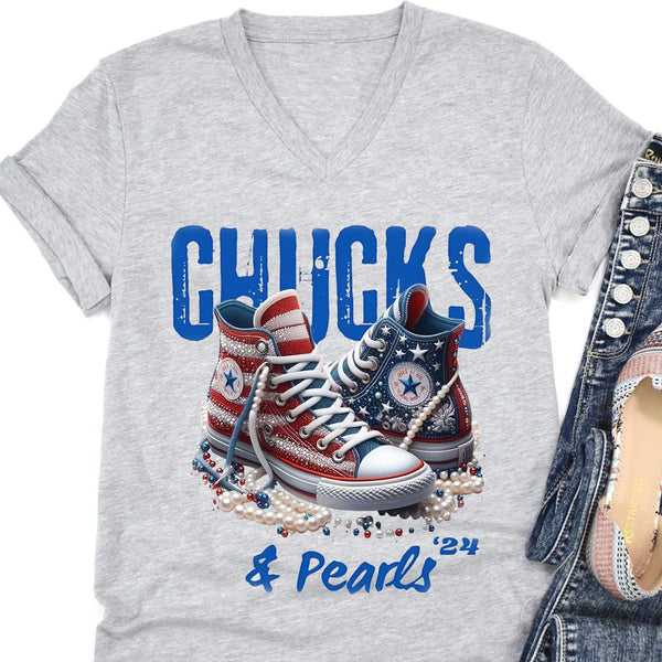 Chuck and Pearls Gömleği, Kamala Harris 2024 Gömleği, Demokrat Gömleği Parlak T1376 - KH2