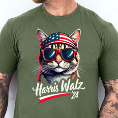 Cat Harris Walz 2024 Gömleği | Kamala Harris 2024 Gömleği | Demokrat Gömleği Koyu T1400 - KH2