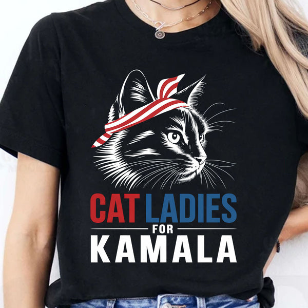 Kamala Kedi Kadınları Gömleği | Kamala Harris 2024 Gömleği | Demokrat Gömlek Koyu K1483 - KH2