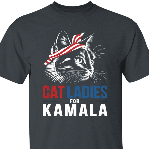 Kamala Kedi Kadınları Gömleği | Kamala Harris 2024 Gömleği | Demokrat Gömlek Koyu K1483 - KH2