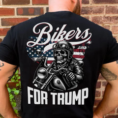 Trump İçin Motosikletçiler Tişörtü | Trump 2024 Tişörtü | Trump Destekçisi Arka Taraflı Tişört Koyu C1581 - GOP