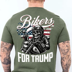 Trump İçin Motosikletçiler Tişörtü | Trump 2024 Tişörtü | Trump Destekçisi Arka Taraflı Tişört Koyu C1581 - GOP