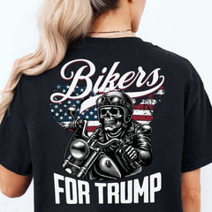 Trump İçin Motosikletçiler Tişörtü | Trump 2024 Tişörtü | Trump Destekçisi Arka Taraflı Tişört Koyu C1581 - GOP