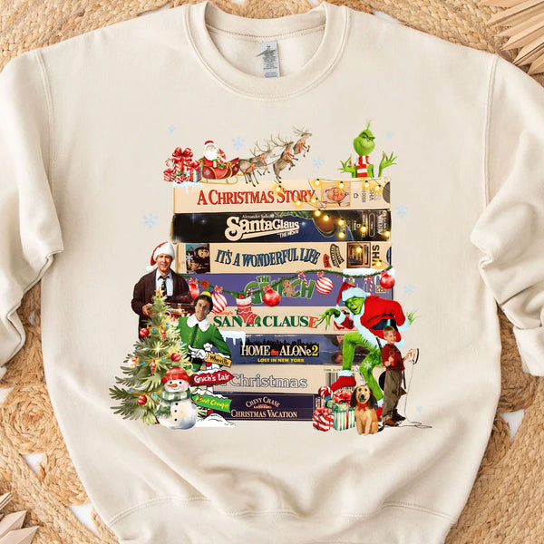 Noel Filmleri Tişörtü, 90'lar Tarzı Noel Kazak, Yeşil Noel Sweatshirt T1652