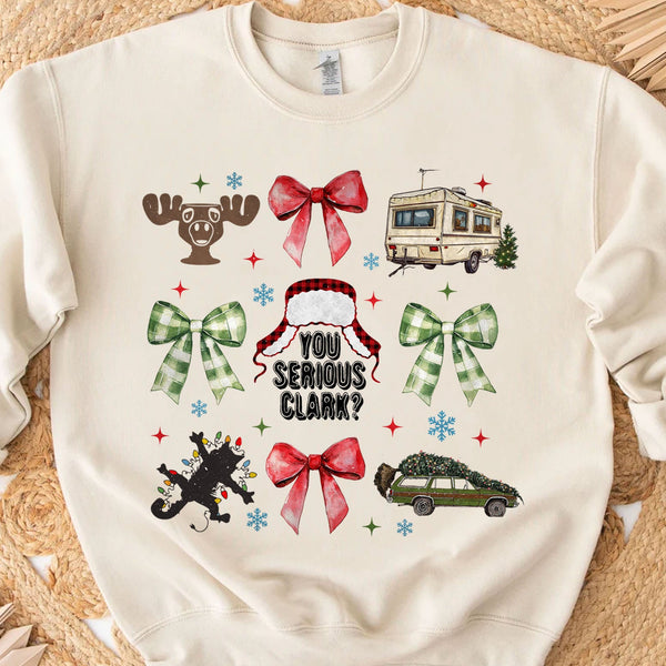 Noel Coquette Fiyonklu Gömlek, Retro Noel Kazak, Komik Noel Tatil Sweatshirt'ü T1656