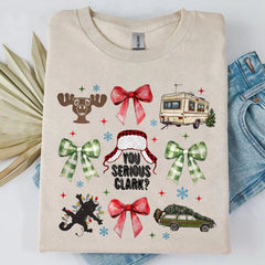 Noel Coquette Fiyonklu Gömlek, Retro Noel Kazak, Komik Noel Tatil Sweatshirt'ü T1656