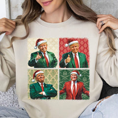 Boho Noel Trump Sweatshirt'ü, Başkanım Neşeli Duygular Sweatshirt'ü, Trump Destekçileri 2024 Çirkin Sweatshirt T1680 - GOP
