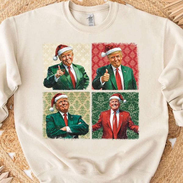 Boho Noel Trump Sweatshirt'ü, Başkanım Neşeli Duygular Sweatshirt'ü, Trump Destekçileri 2024 Çirkin Sweatshirt T1680 - GOP
