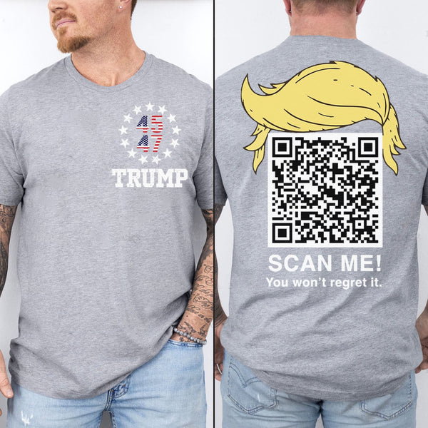 Dans Eden Trump QR Kodlu Tişörtler | Komik Trump Tişörtleri | Benzersiz Siyasi Tişörtler | Cumhuriyetçi Siyasi Tişörtler | Trump Ön ve Arka Tişörtü Koyu 681886 - GOP