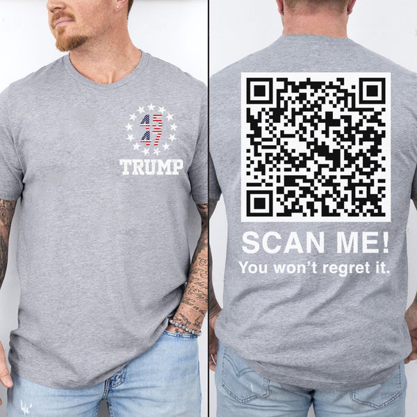 Dans Eden Trump QR Kodlu Tişörtler | Komik Trump Tişörtleri | Benzersiz Siyasi Tişörtler | Cumhuriyetçi Siyasi Tişörtler | Trump Ön ve Arka Tişörtü Koyu 681878 - GOP