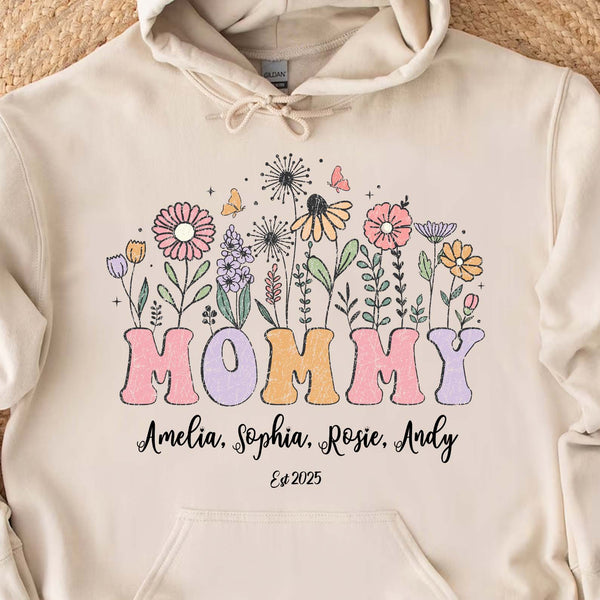 Kişiye Özel Çiçekli Anne Sweatshirt'ü, Kişiye Özel İsimli Tişört, Parlak Anneler Günü Sweatshirt'ü, Anneye Hediye, Eşe Hediye 682159