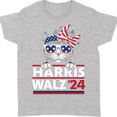 Cat Harris Walz 2024 Gömleği | Kamala Harris 2024 Gömleği | Demokrat Gömleği Koyu T1402 - KH2