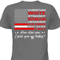 Christian White Straight Republican Shirt | Donald Trump Homage Shirt | Donald Trump Fan Backside Shirt T939 - GOP