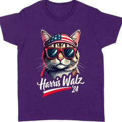 Cat Harris Walz 2024 Gömleği | Kamala Harris 2024 Gömleği | Demokrat Gömleği Koyu T1400 - KH2