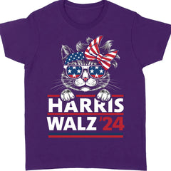 Cat Harris Walz 2024 Gömleği | Kamala Harris 2024 Gömleği | Demokrat Gömleği Koyu T1402 - KH2