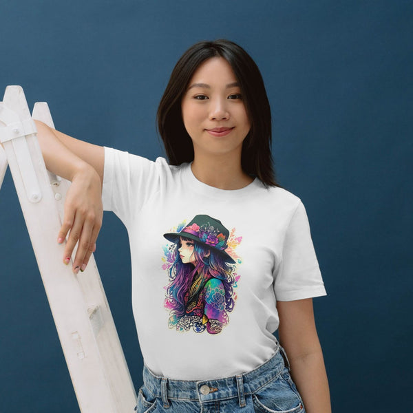 Renkli Kadın Portresi Tişört – Sanat ve Stilin Buluştuğu Unisex Tasarım