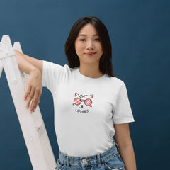 Cat Lovers Tişört – Gözlüklü Sevimli Kedi Çizimli Unisex T-shirt
