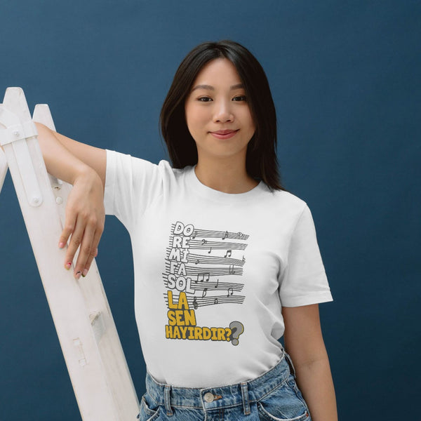 Funny Music T-Shirt – “Do Re Mi Fa So LA SEN HAYIRDIR?” – Music Notes Tee for Musicians &amp; Music Lovers