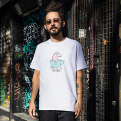 TEA-REX Komik Dinozor Tişörtü - Kadınlar ve Çocuklar İçin Sevimli Pastel Çay Sever Tişörtü