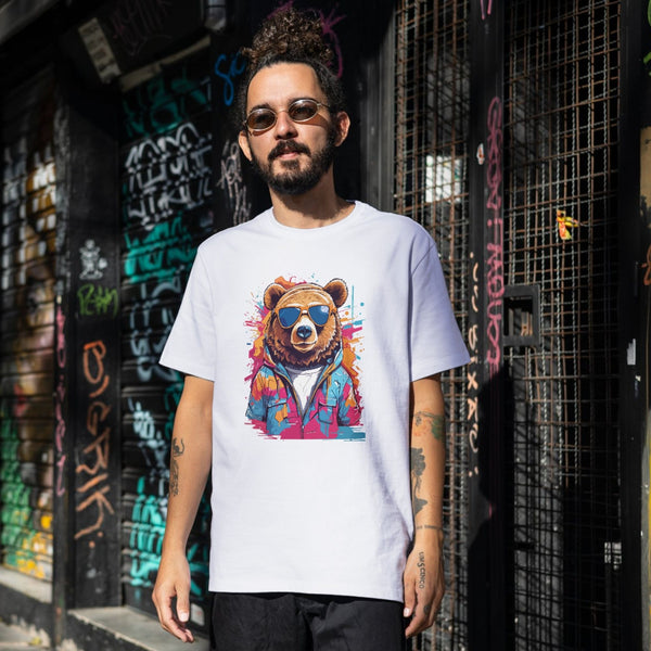 Cool Ayı Tasarımlı Renkli Unisex Tişört – Sokak Modası Stil