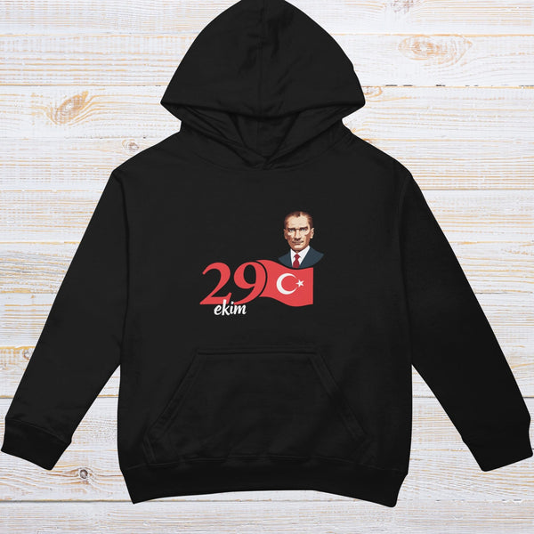 29 Ekim Cumhuriyet Bayramı Hoodie – Atatürk ve Türk Bayrağı Tasarımlı Unisex Kapüşonlu Sweatshirt