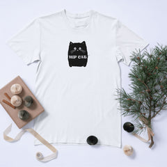 Hip Cat Yazılı Sevimli Kedi Baskılı Unisex Eğlenceli ve Rahat Stil