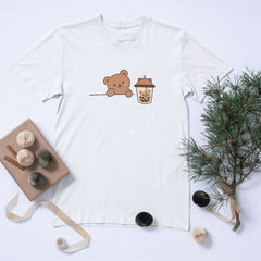 Bubble Tea ve Ayıcık Temalı Eşofman – Kawaii Tarzı Sevimli Unisex Baskılı Eşofman