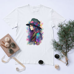Renkli Kadın Portresi Tişört – Sanat ve Stilin Buluştuğu Unisex Tasarım