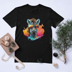 Neon Gözlüklü Zebra Tişört – Renkli, Eğlenceli ve Tarz Unisex Tasarım