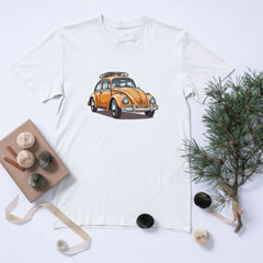 Retro Sarı Vosvos Tişört – Klasik Beetle Araba Tasarımıyla Unisex Vintage T-shirt